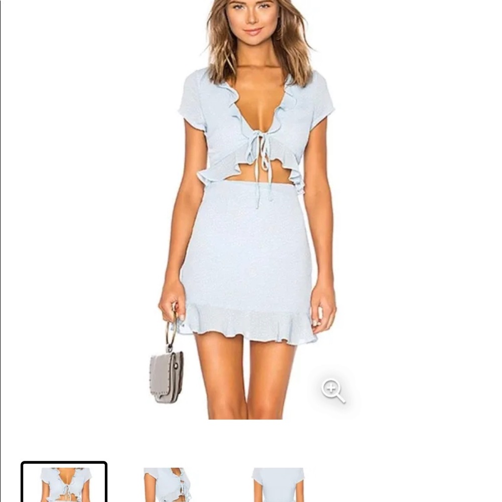 Revolve light blue polka dot dress by by the way. Never worn